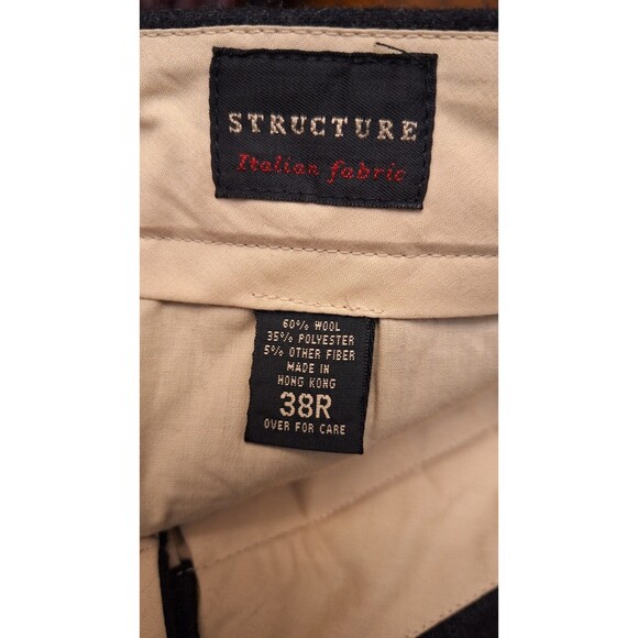 VTG STRUCTURE Italian Wool Blend Dress Pants Men's 38R Cuffed Pleated Preppy - Picture 3 of 3